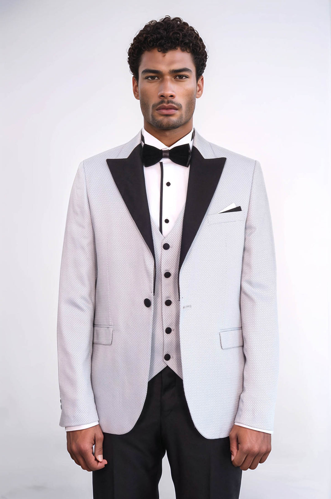 Patterned Removable Lapel Grey Tuxedo | Wessi