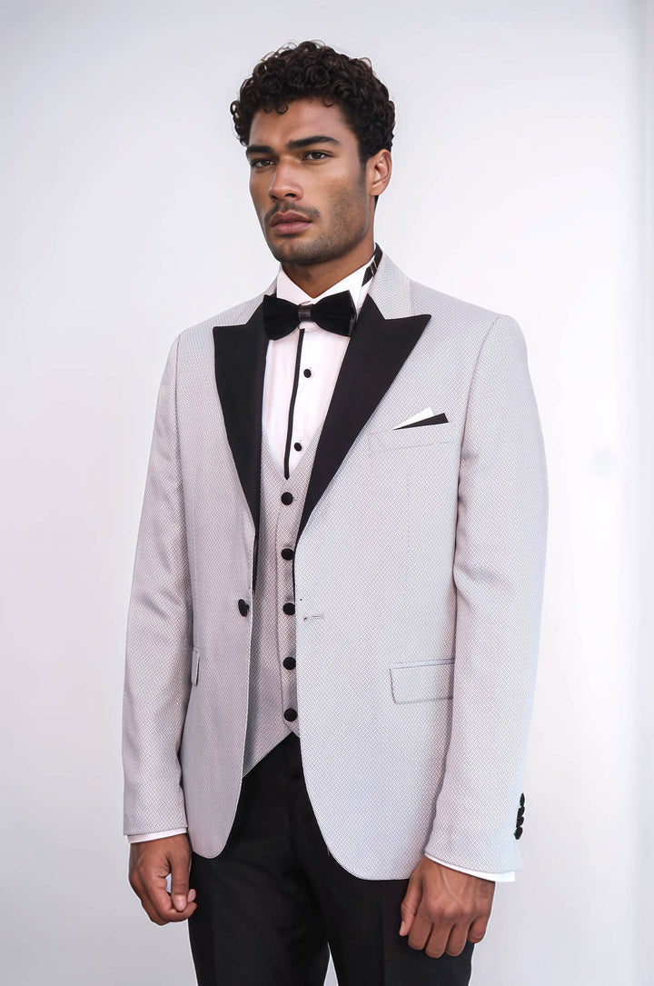 Patterned Removable Lapel Grey Tuxedo | Wessi