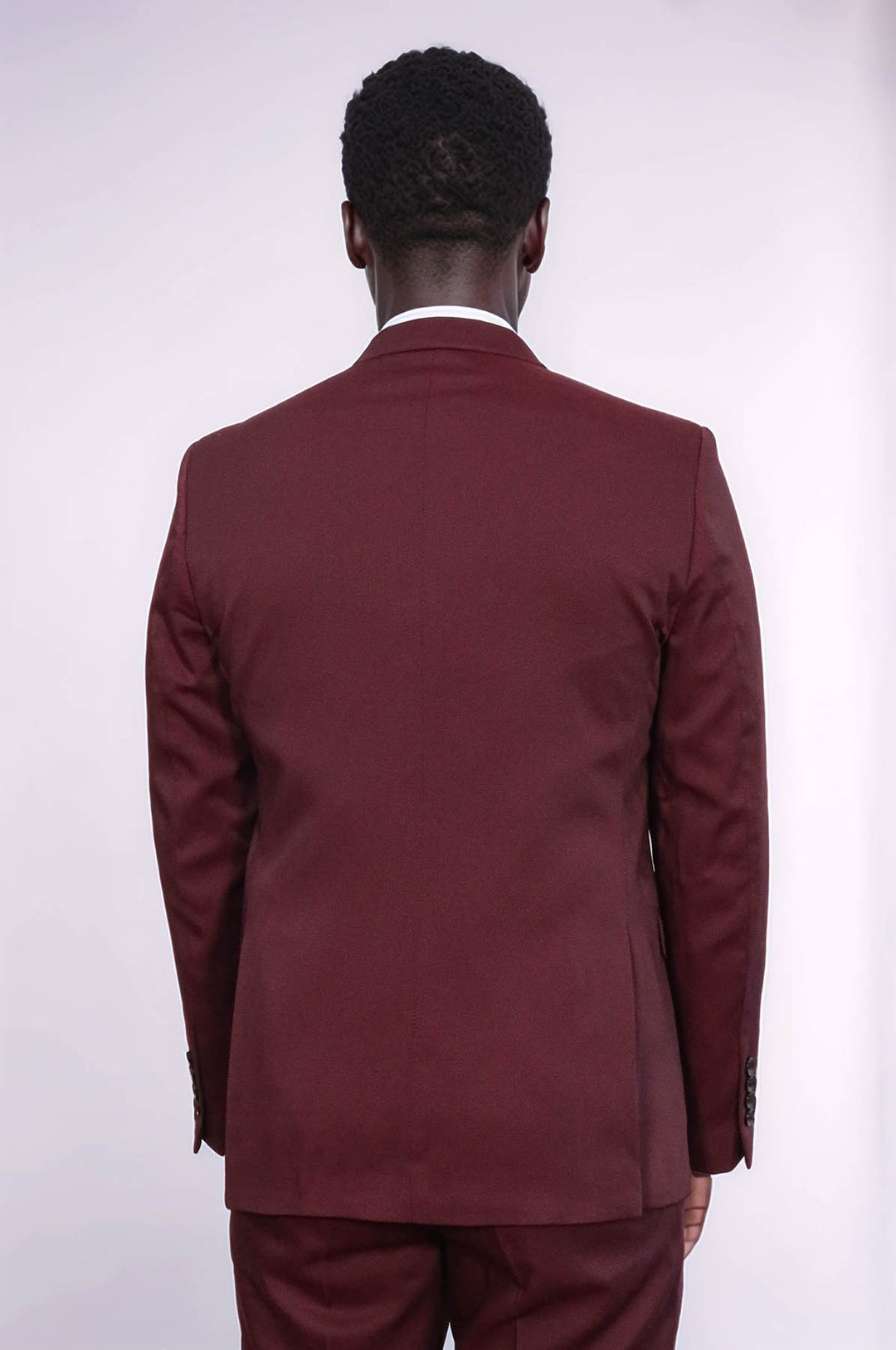 Patterned Claret Red Vested Suit- Wessi