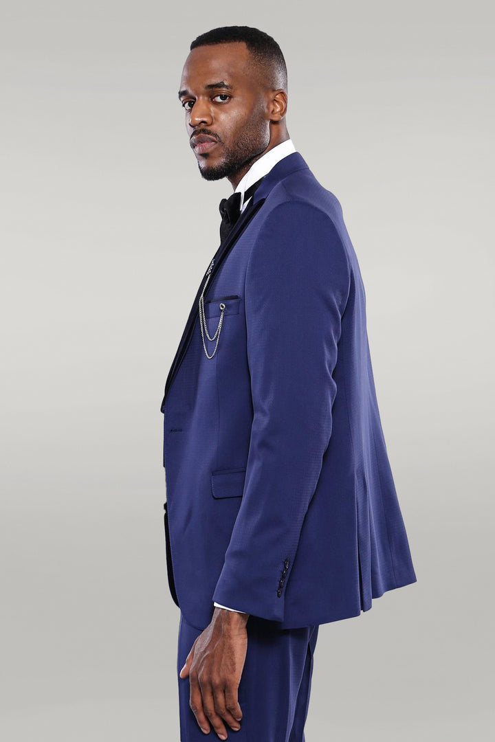 Detachable Lapel Blue Men Tuxedo  - Wessi