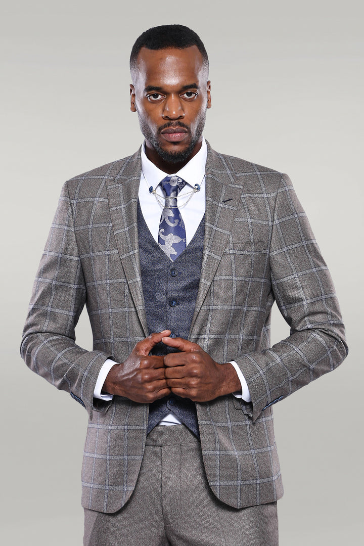 Vested Grey Men Suit - Wessi