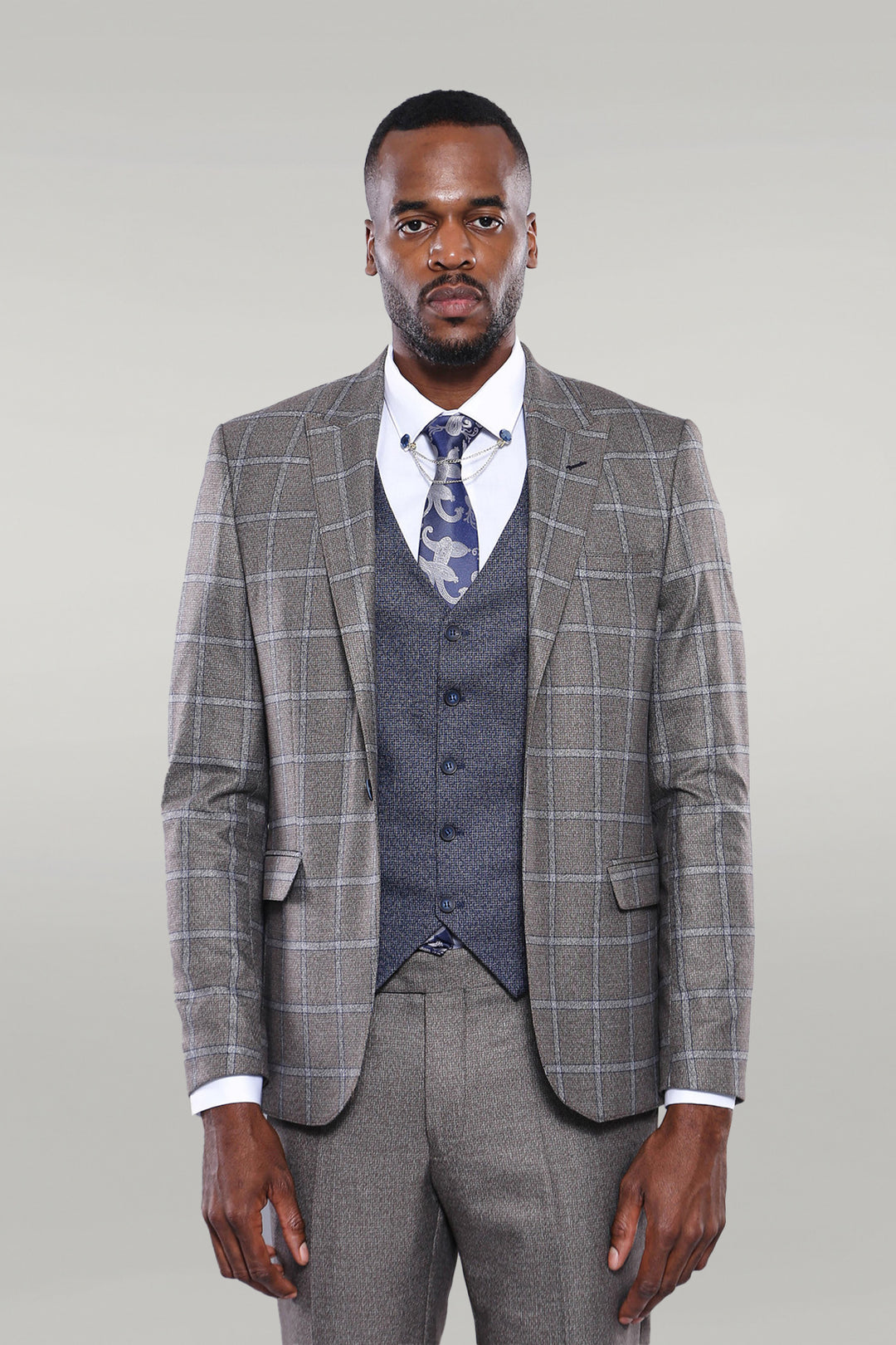 Vested Grey Men Suit - Wessi