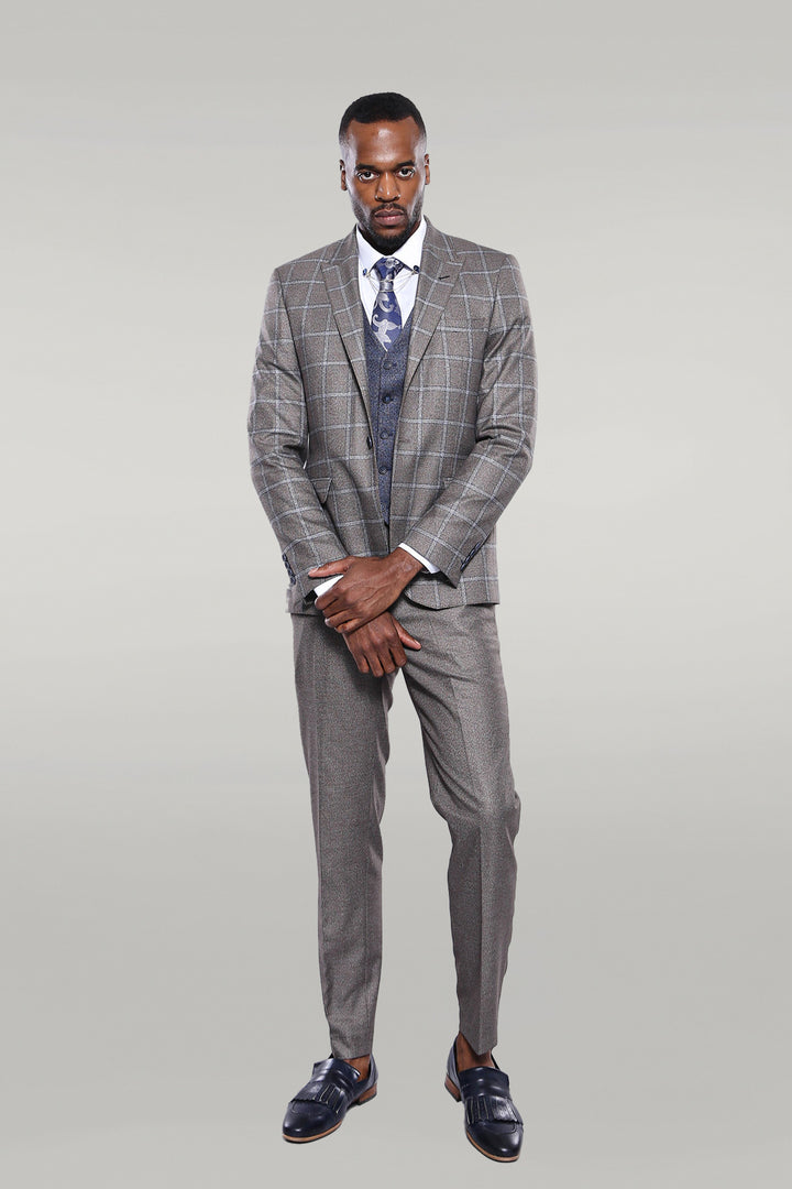 Vested Grey Men Suit - Wessi