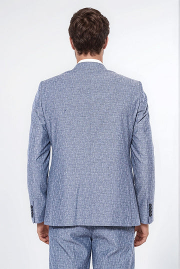 Abito in 3 pezzi da uomo in lino Touch Blue - Wessi