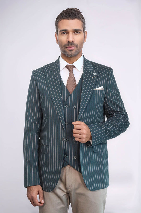 Giacca a righe verde da uomo | Wess
