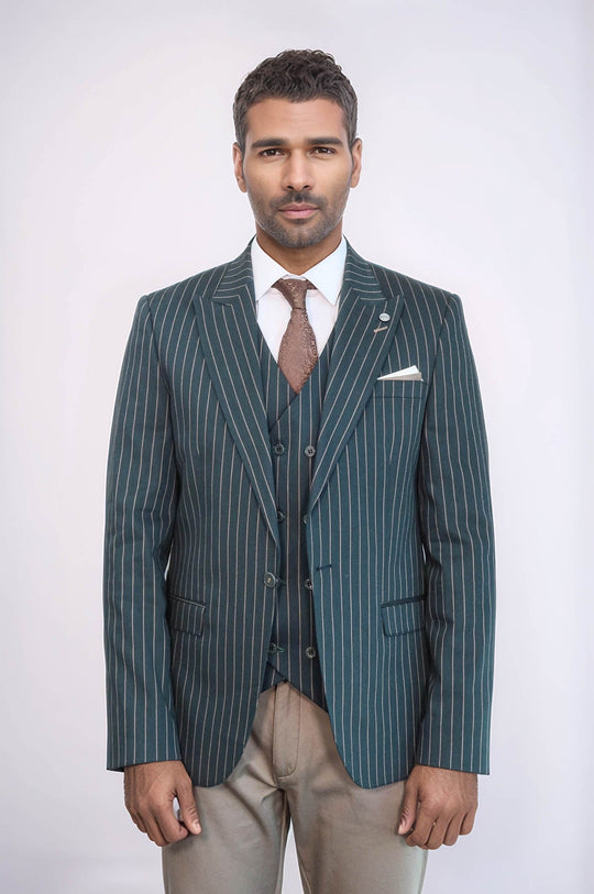 Giacca a righe verde da uomo | Wess