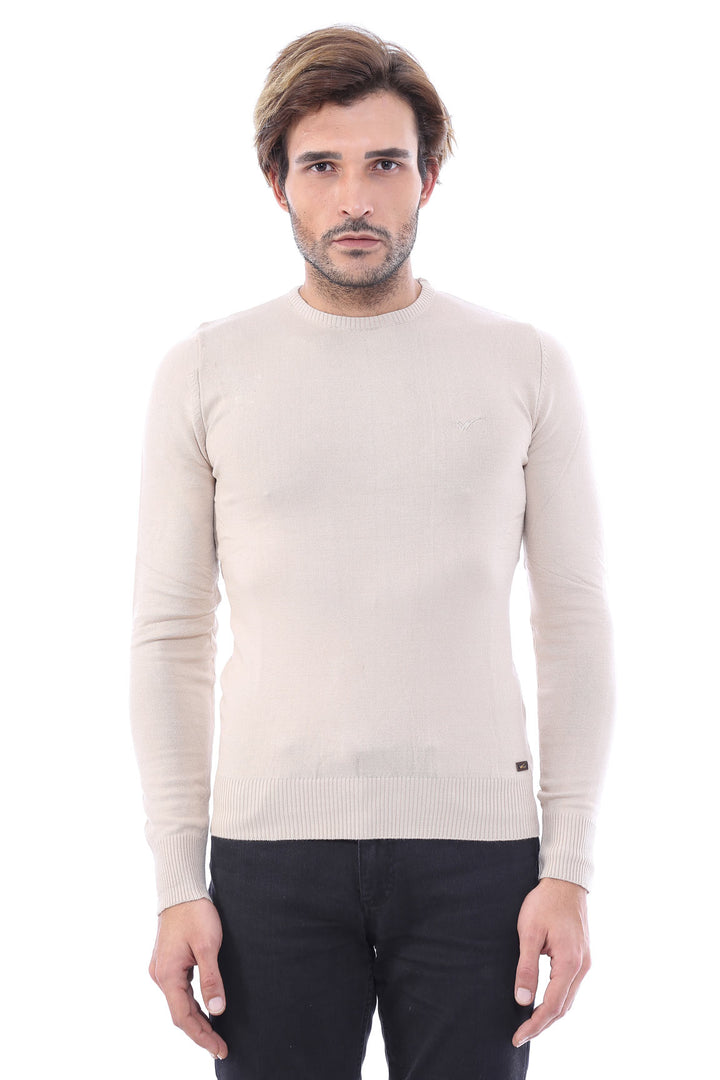 Beige Slim Fit Long-Sleeve Knitwear - Wessi