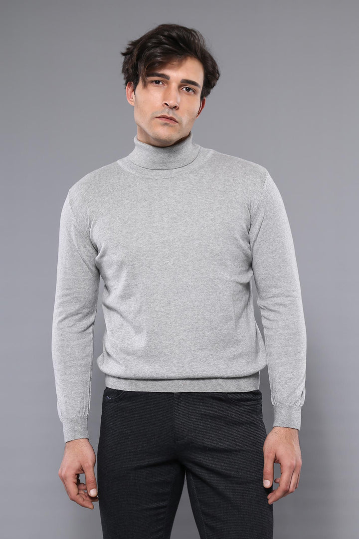 Turtleneck Grey Men Sweater - Wessi