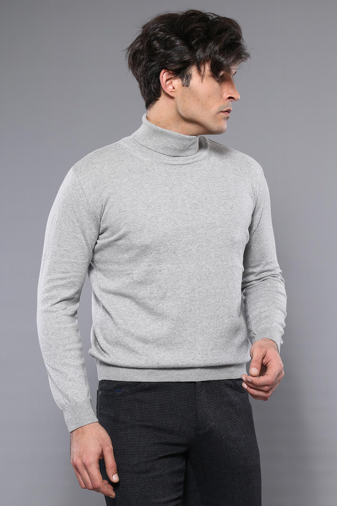 Turtleneck Grey Men Sweater - Wessi