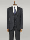 3 -Piece Single Button Peak Lapel Black Men Suit - Wessi