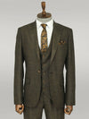 3 -Piece Single Button Peak Lapel Khaki Men Suit - Wessi