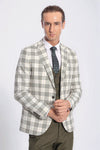 Checked Slim Fit Green Men Suit - Wessi