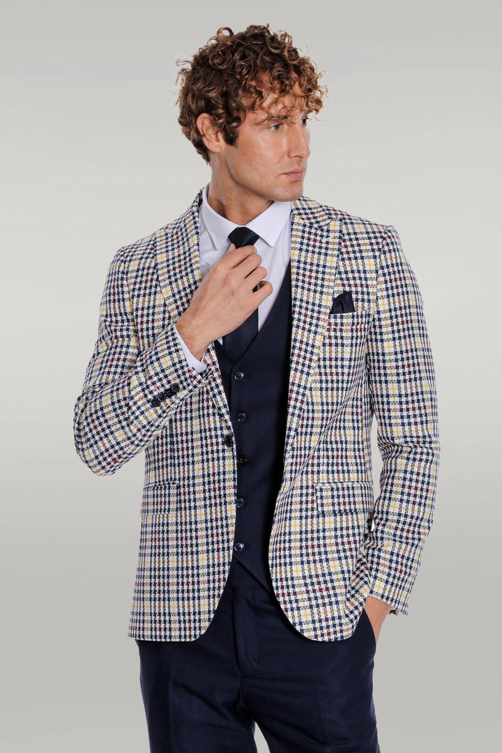 Plaid Navy Blue Men Suit - Wessi