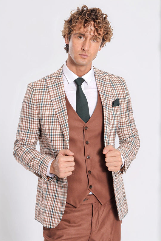 Plaid Brown Men Suit - Wessi