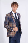 Checked Blazer Slim Fit Navy Blue Men Suit - Wessi