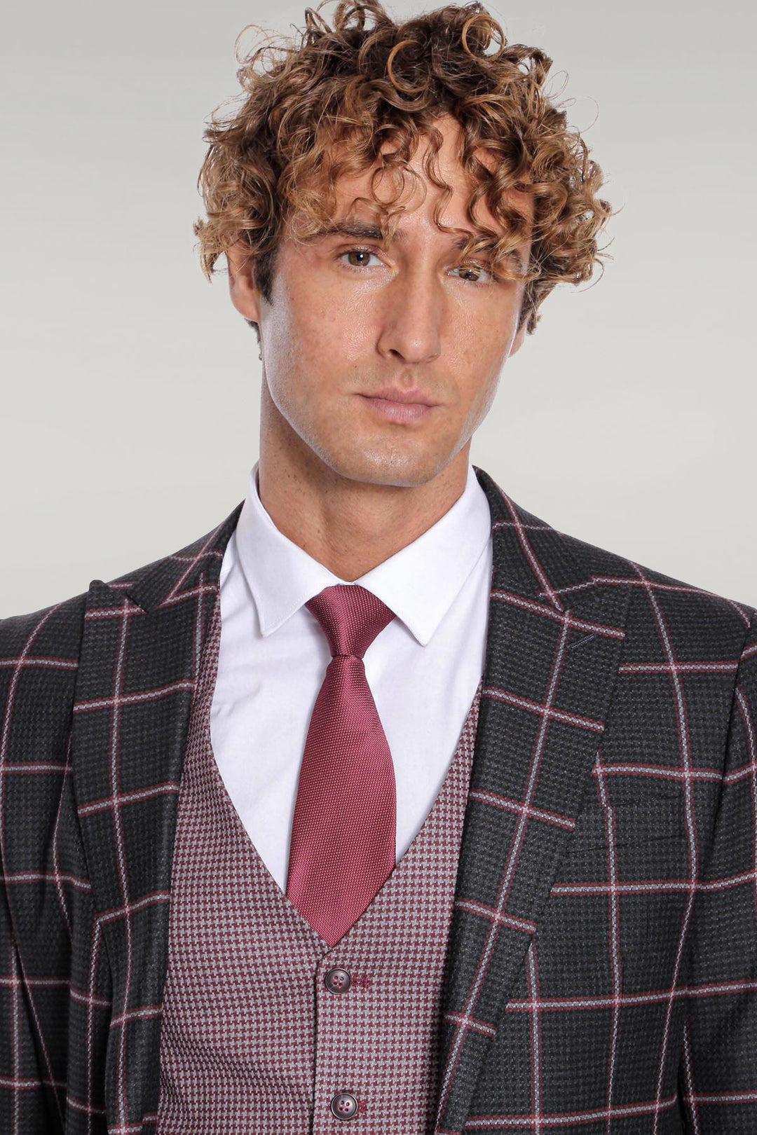 Checked Patterned Slim Fit Black Men Suit - Wessi