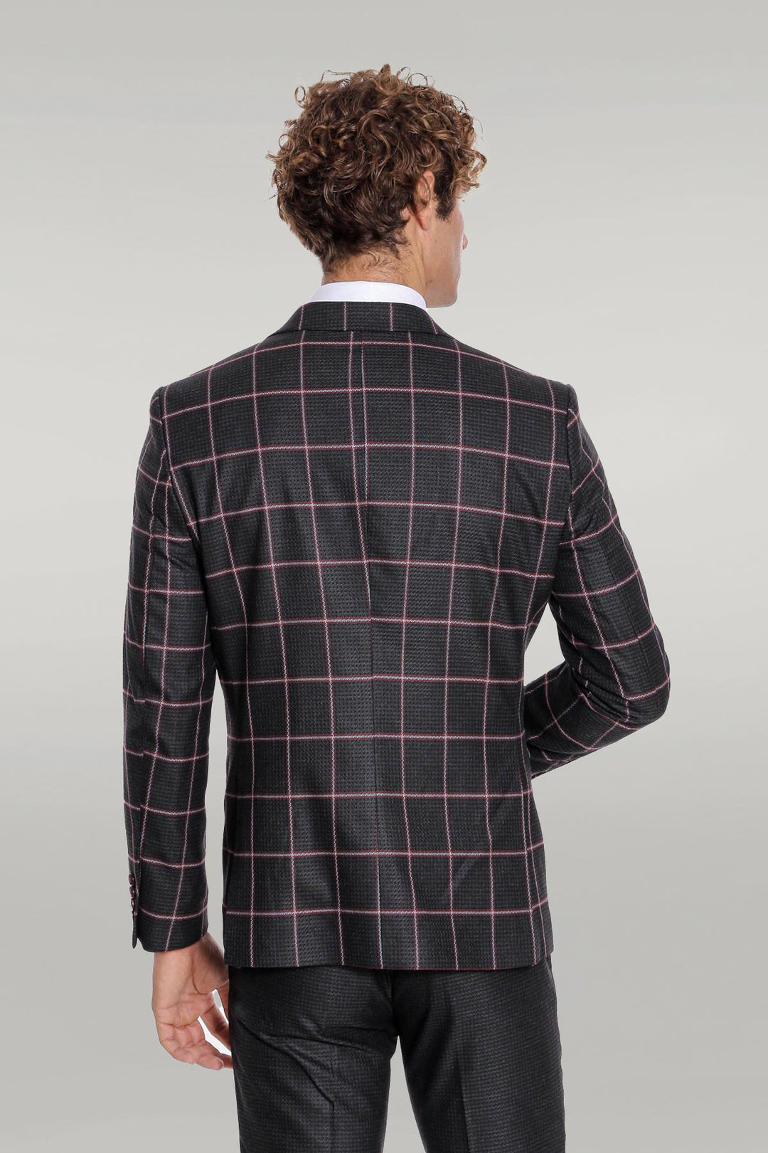 Checked Patterned Slim Fit Black Men Suit - Wessi