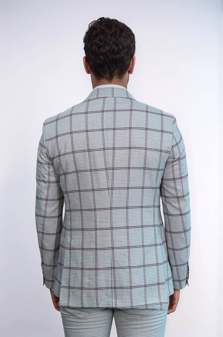 Costume Homme Gris Clair Veste à Carreaux à Motifs - Wessi