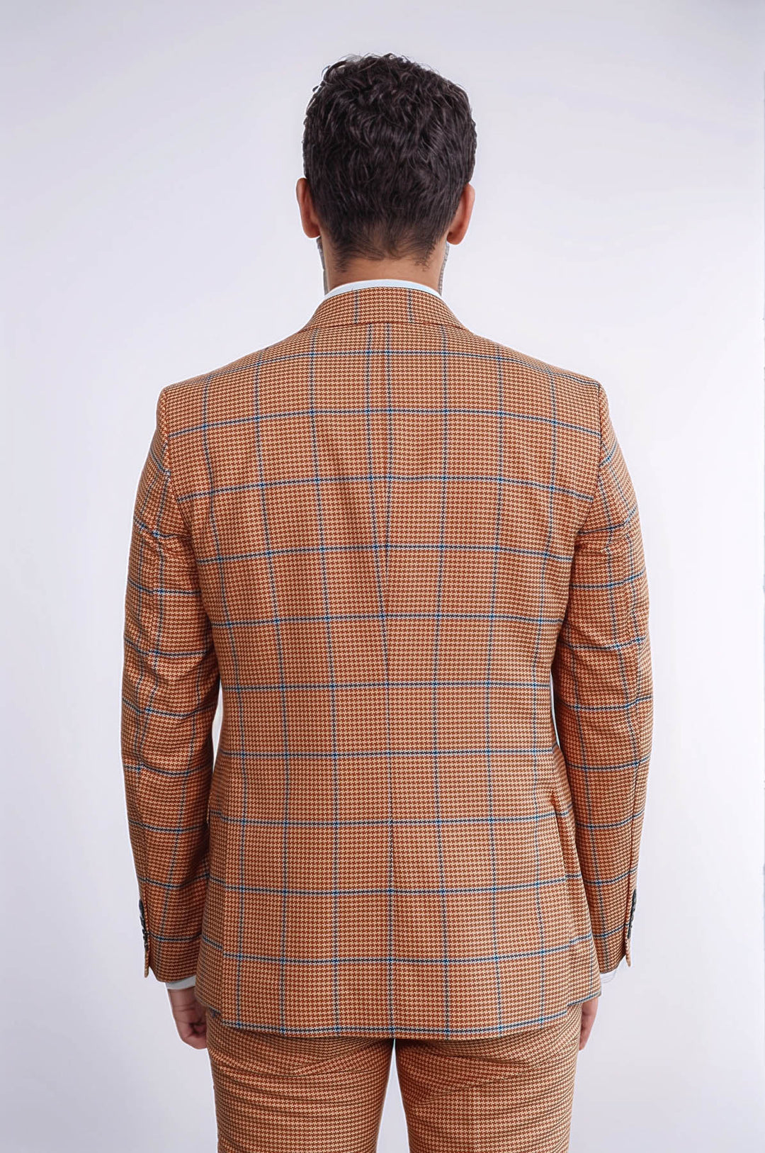 Costume Homme Orange à Carreaux Coupe Slim - Wessi