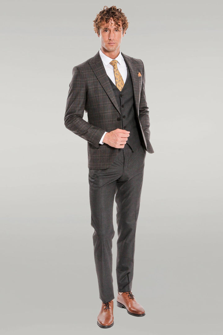 Traje de hombre a cuadros slim fit antracita - Wessi