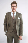 Striped Slim Fit Brown Men Suit - Wessi