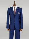 Two Buttons Two Piece Blue Men Suit - Wessi