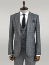 Checked Vested Grey Men Suit - Wessi