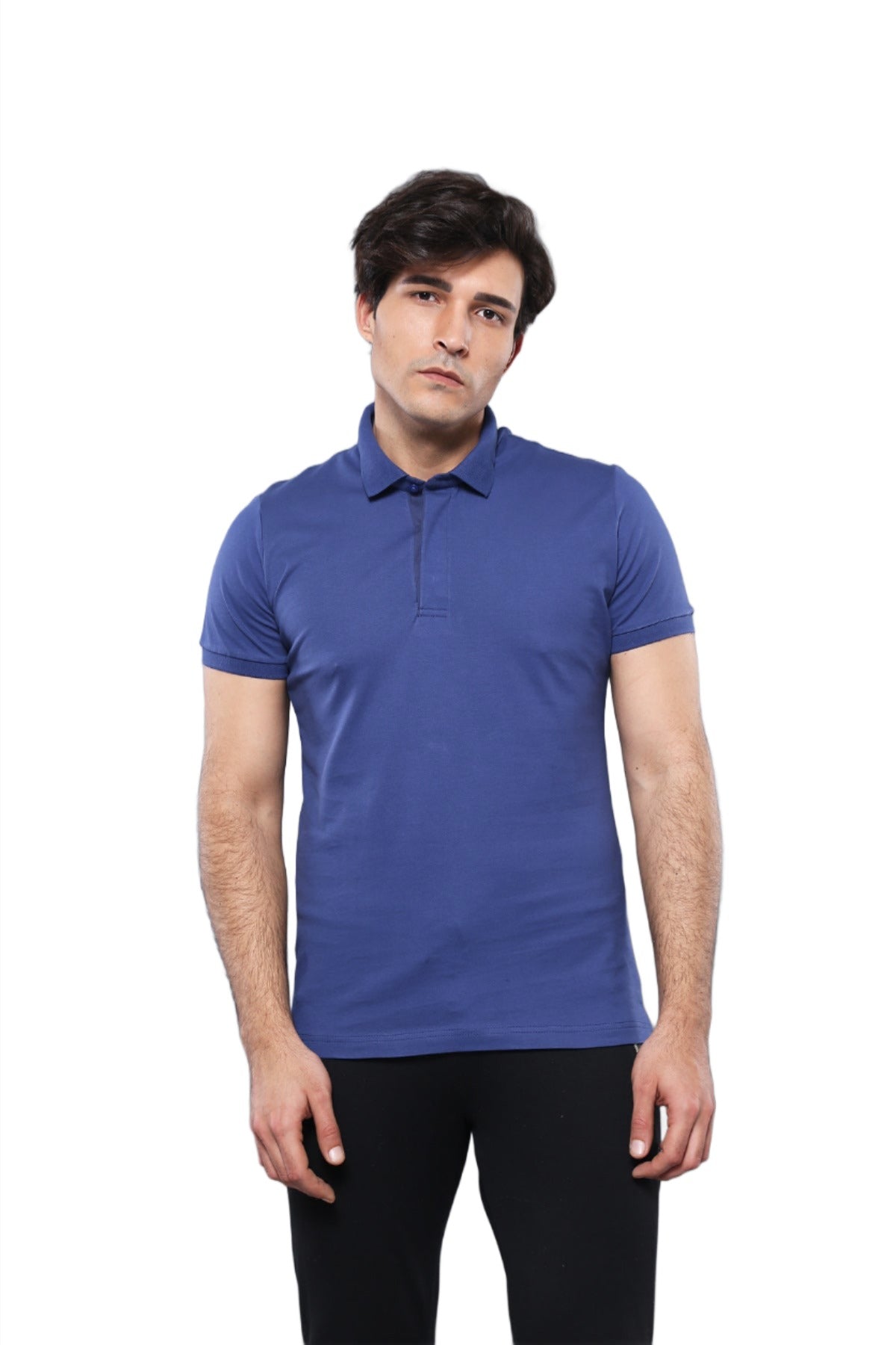 Polo Plain Indigo Blue Men T Shirt Wessi