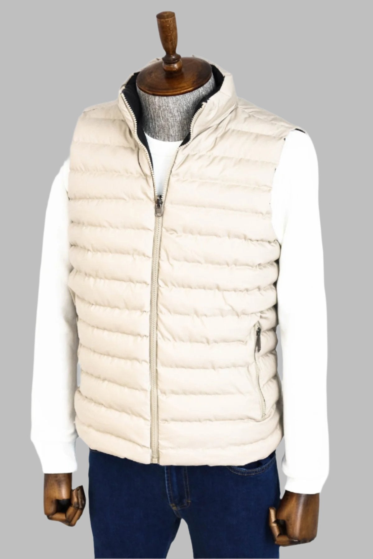 Reversible Puffer Cream Men Down Vest Wessi