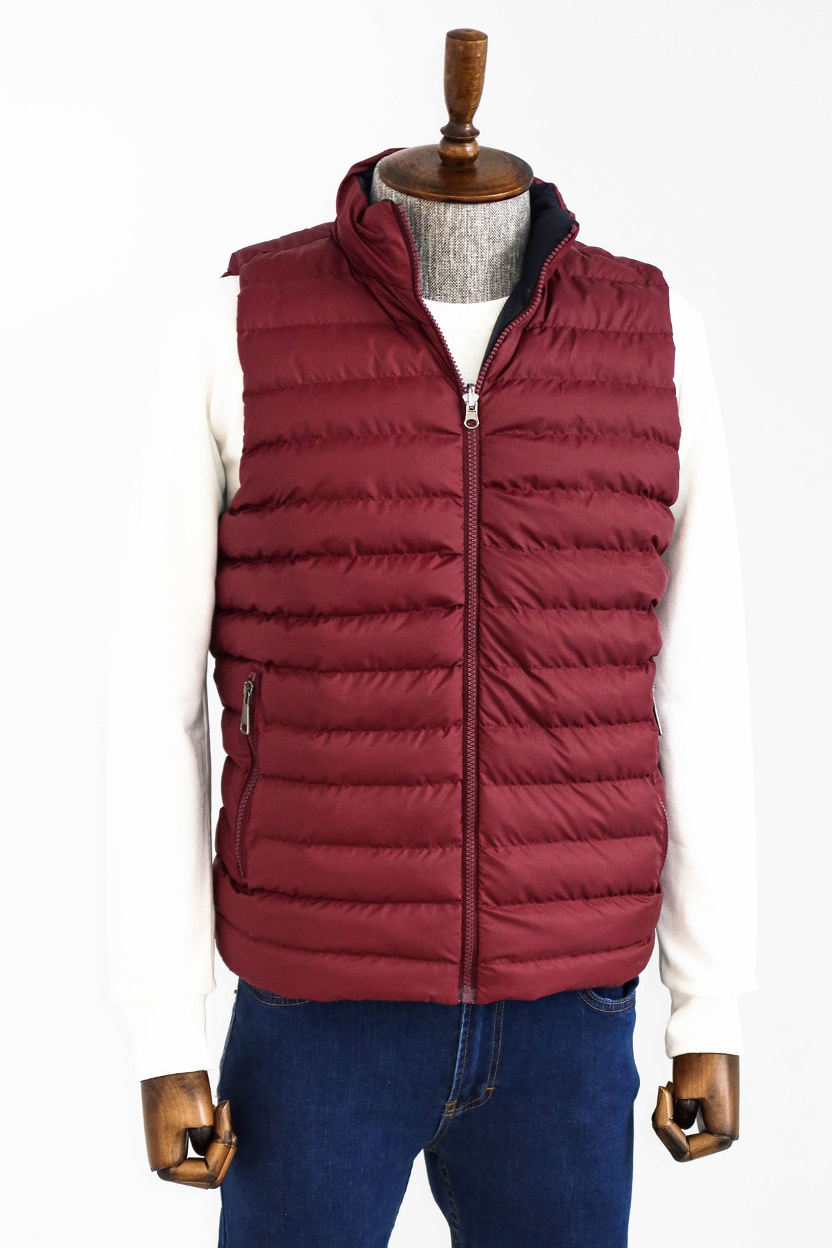 Chaleco de plumas reversible para hombre Puffer Burdeos Wessi