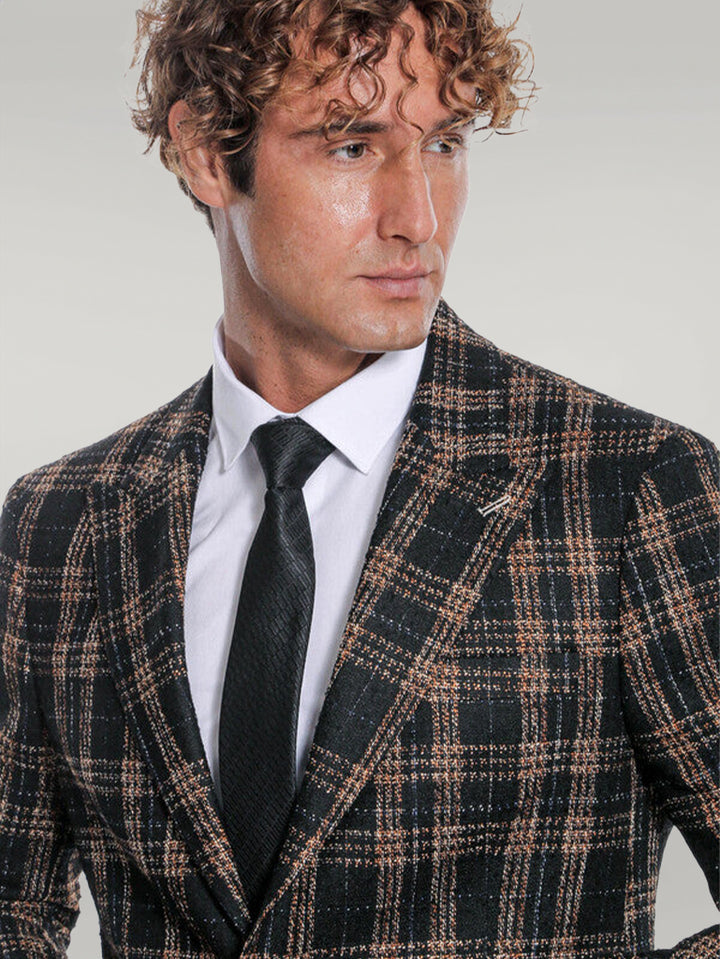 Plaid Slim Fit Black Men Blazer - Wessi