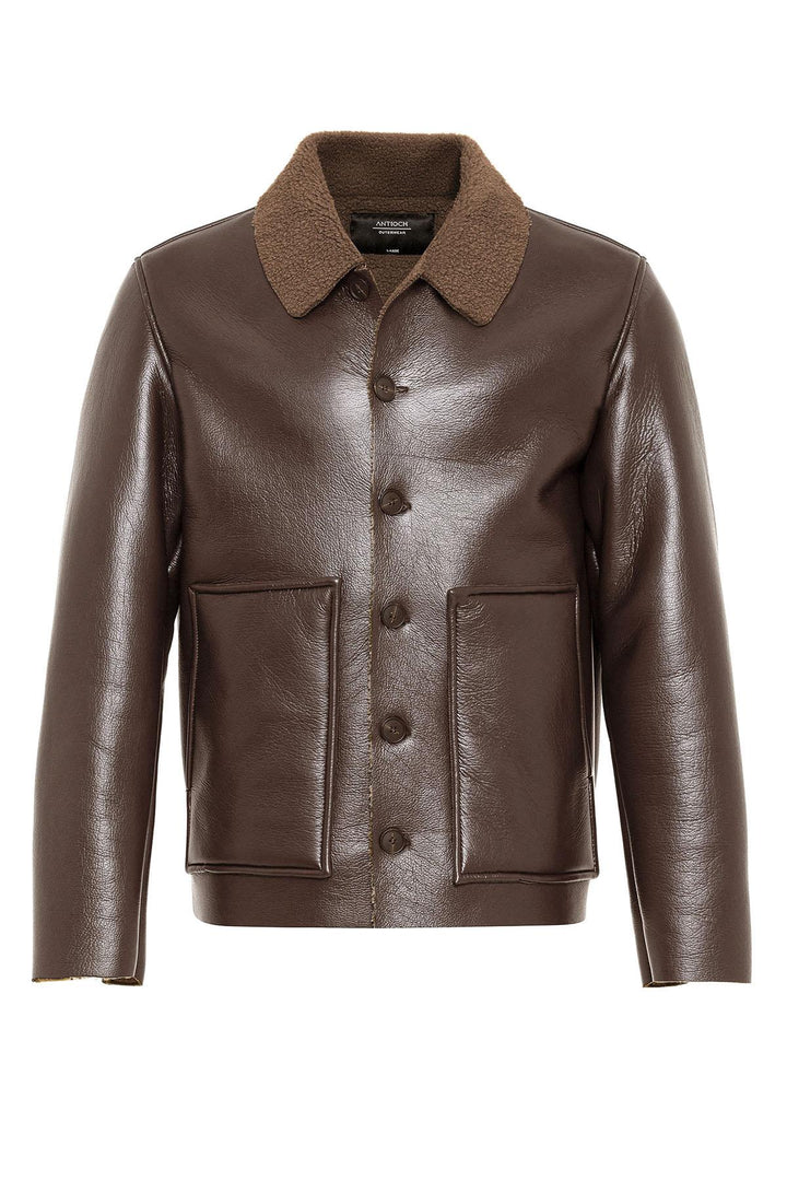 Light Brown Lined Faux Leather Men's Jacket - Wessi