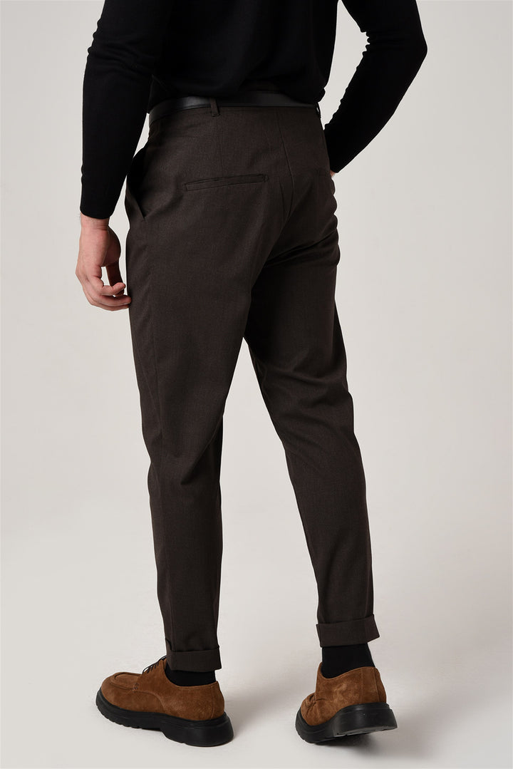 Pantalon Homme Marron Taille Haute Ceinturé - Wessi