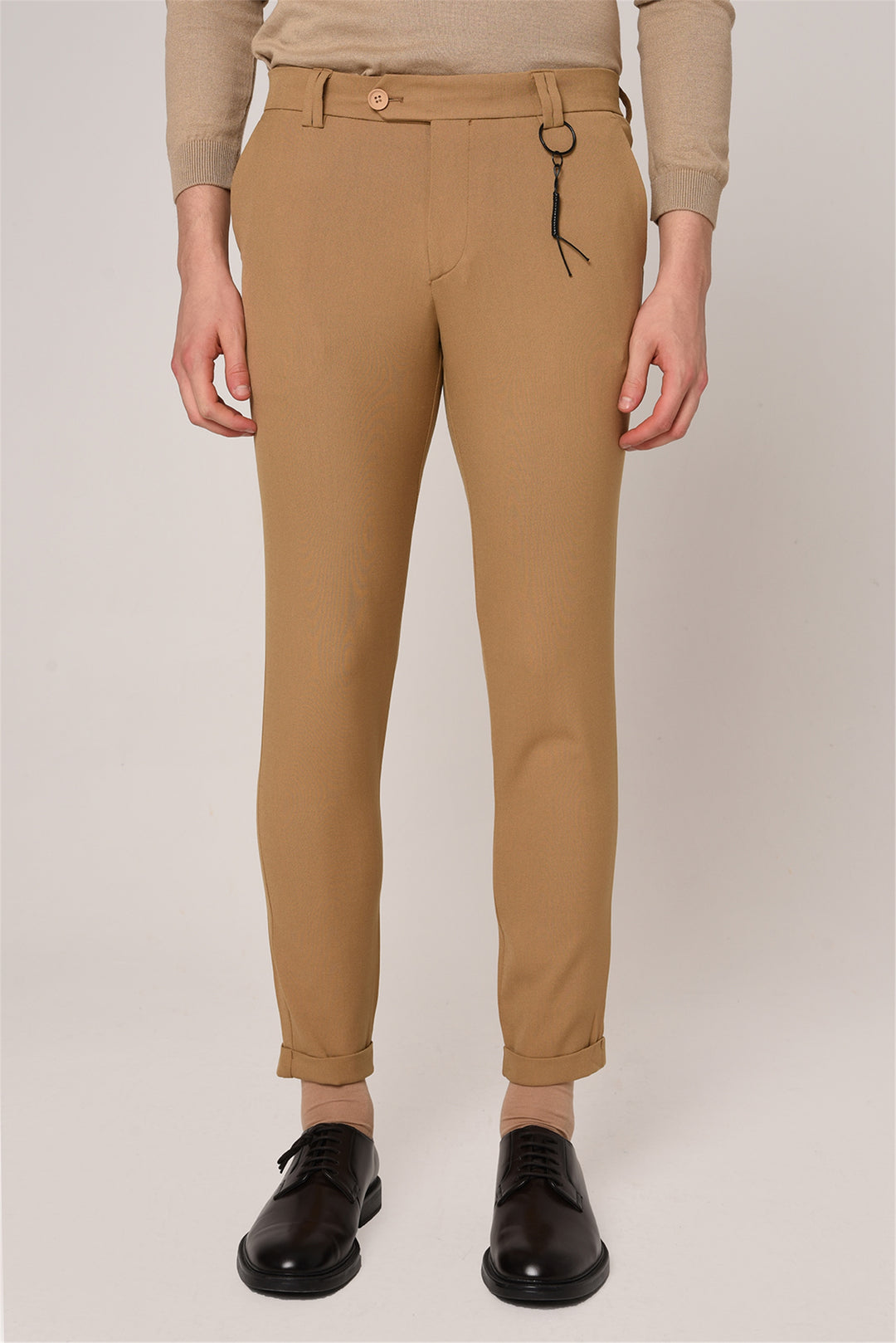 Men's Dark Beige Slim Fit Accessory Trousers - Wessi