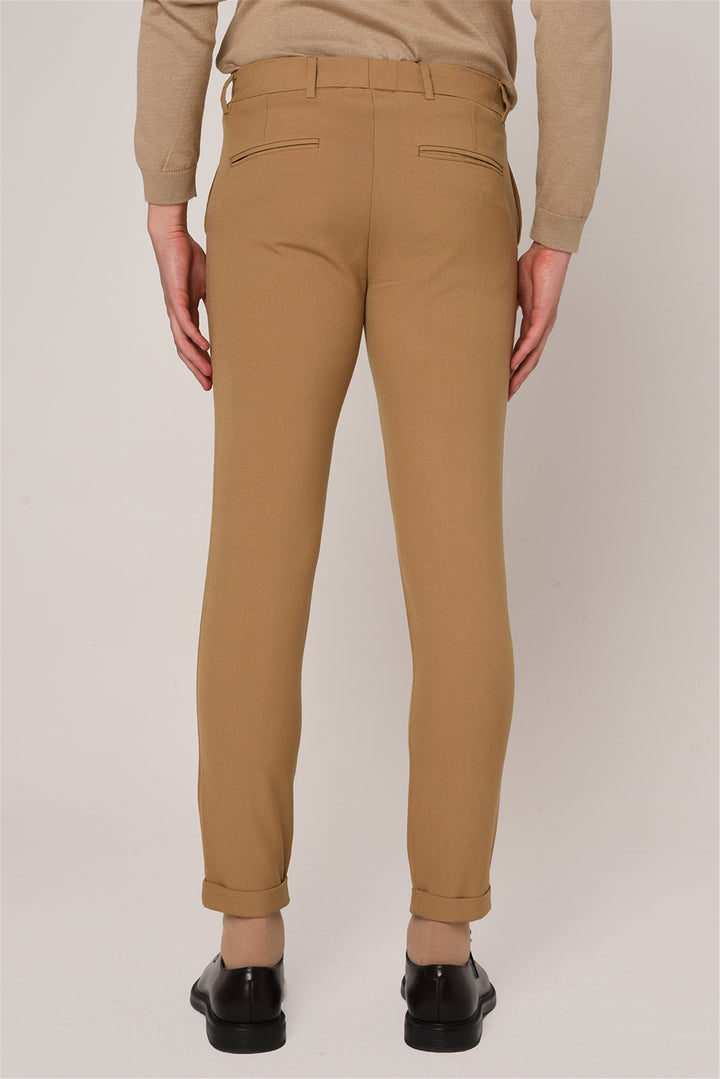 Men's Dark Beige Slim Fit Accessory Trousers - Wessi