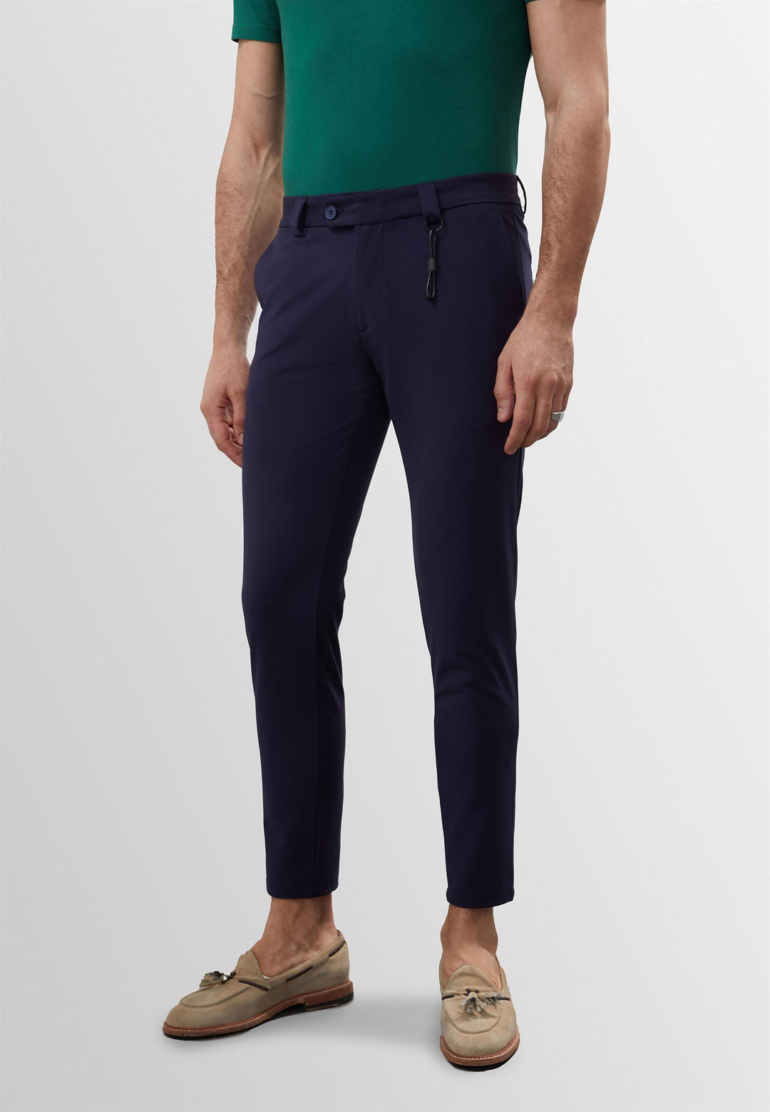 Pantaloni slim fit da uomo blu navy con dettagli accessori - Wessi