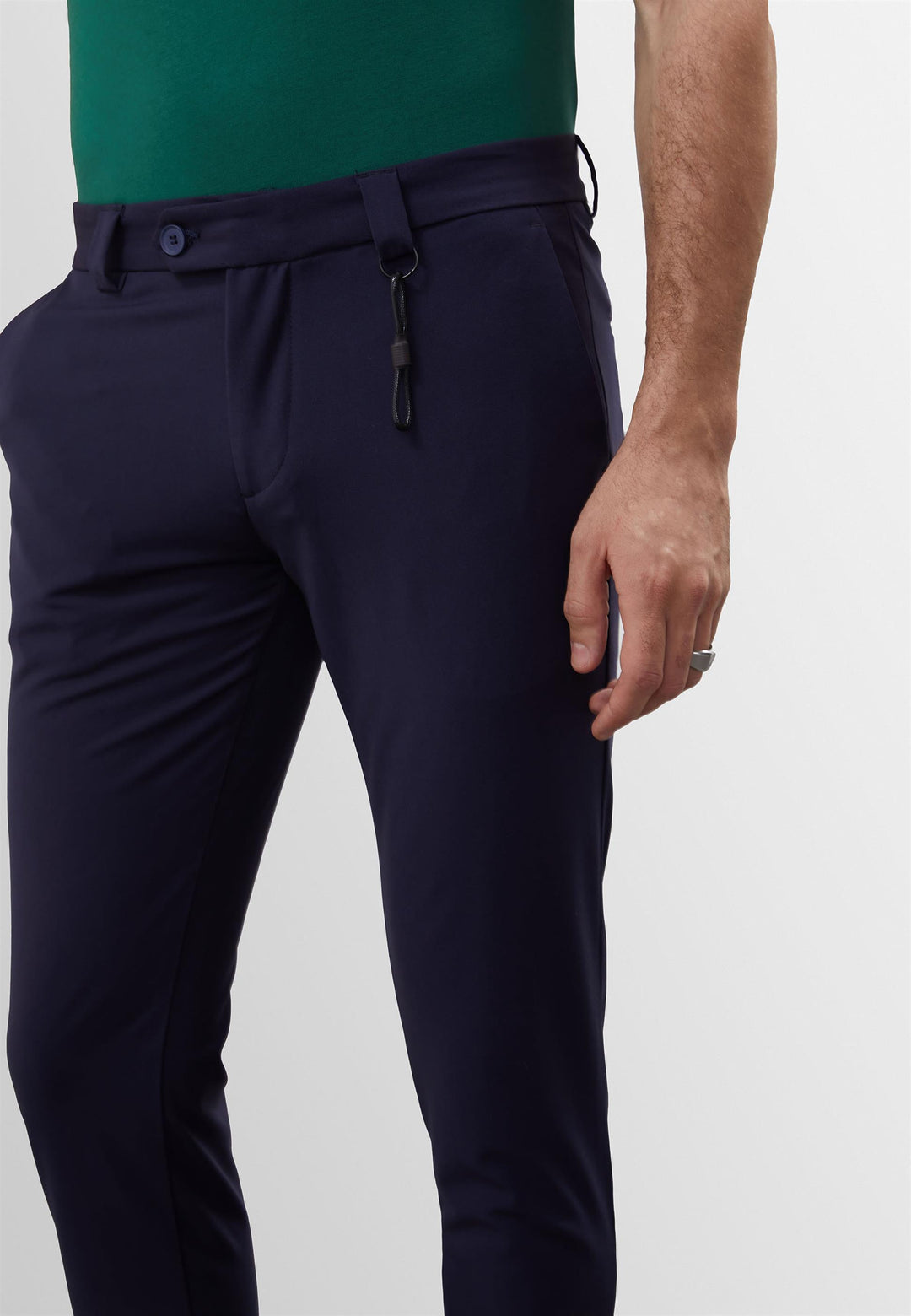 Pantaloni slim fit da uomo blu navy con dettagli accessori - Wessi