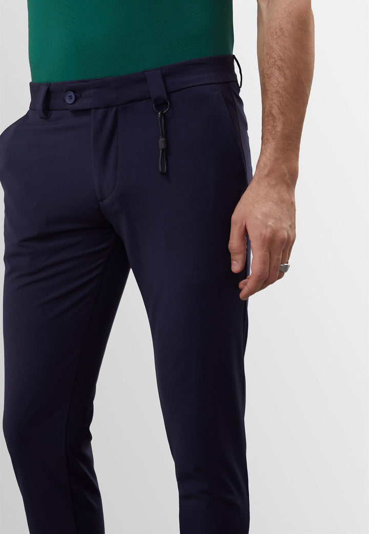 Pantaloni slim fit da uomo blu navy con dettagli accessori - Wessi