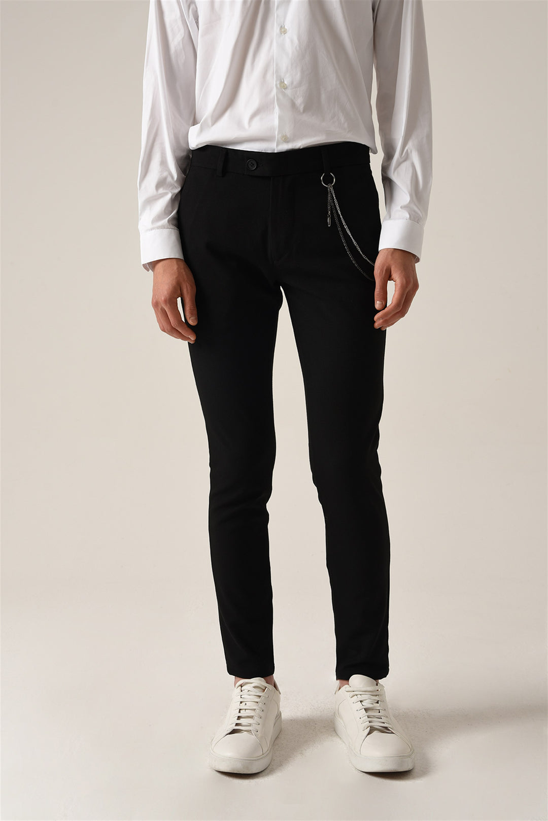 Pantalón slim fit con detalle de accesorios para hombre negro - Wessi