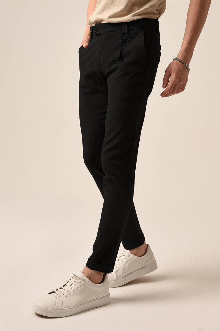 Pantalón accesorio de hombre negro slim fit - Wessi