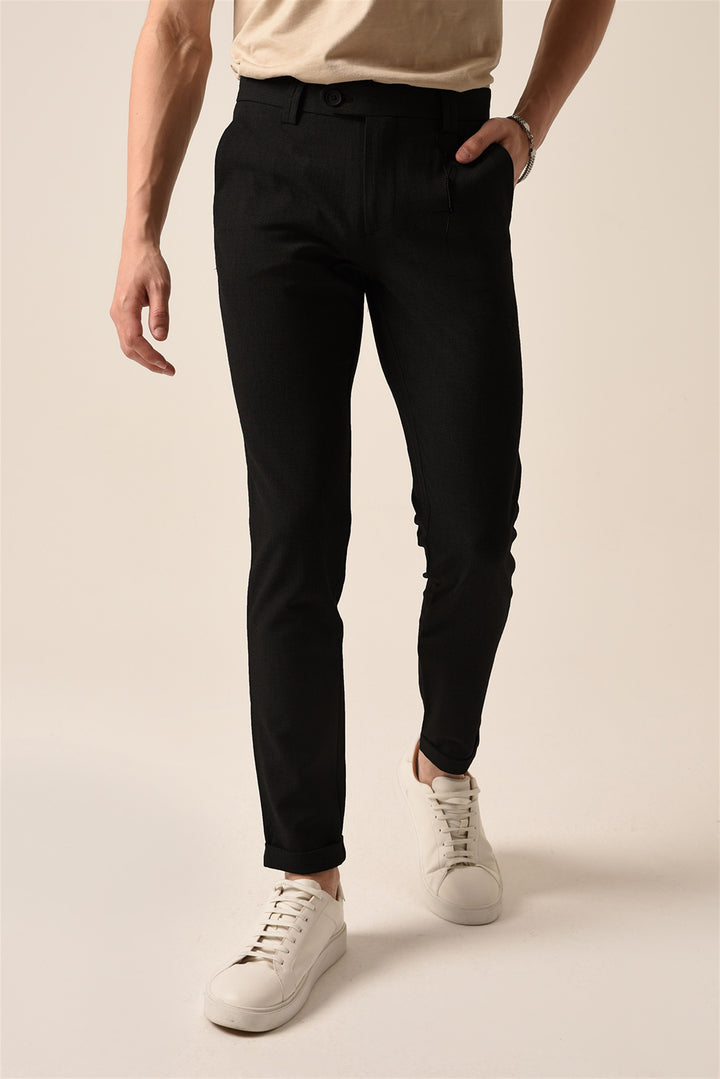 Pantalón accesorio de hombre negro slim fit - Wessi