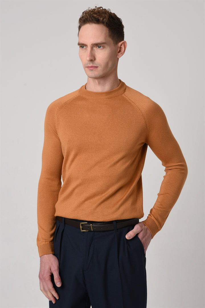 Jersey de punto Tabac con cuello redondo y corte slim para hombre - Wessi