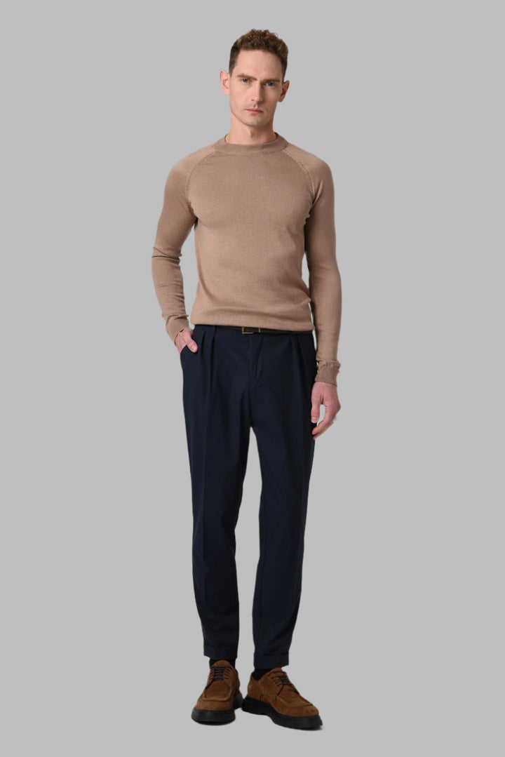 Men's Mink Crew Neck Slim Fit Knitwear Sweater - Wessi