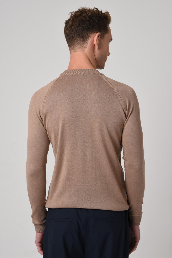 Men's Mink Crew Neck Slim Fit Knitwear Sweater - Wessi