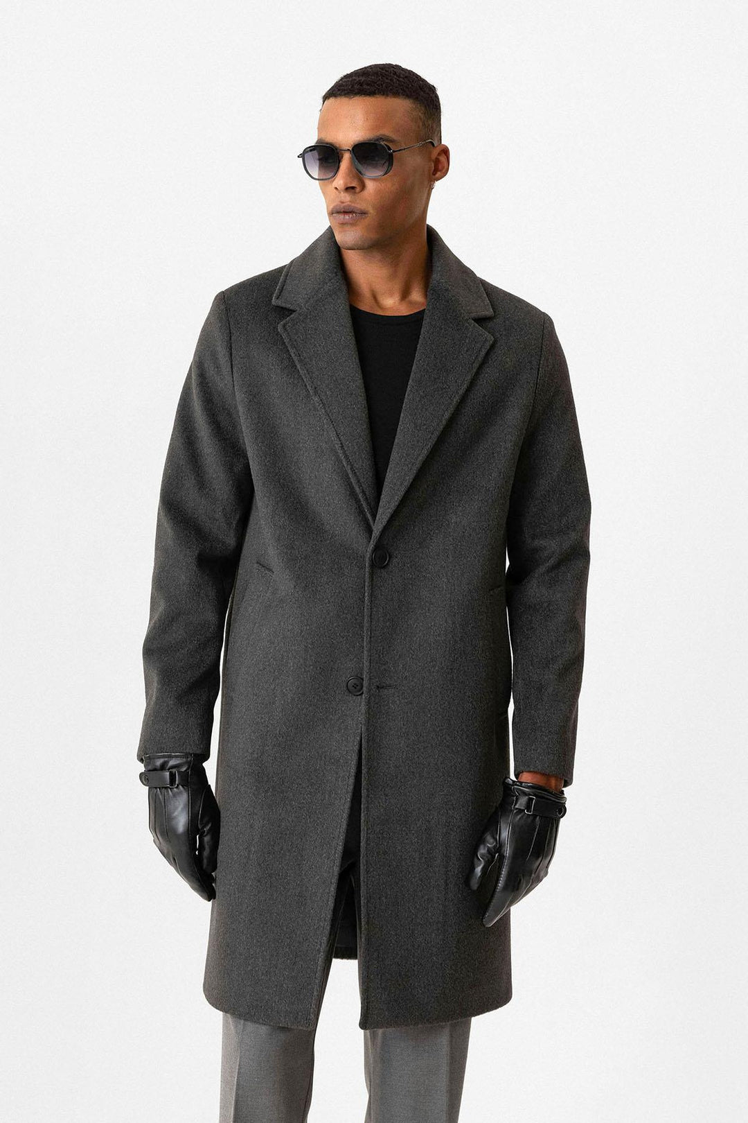 Anthracite Textured Men's Coat - Wessi