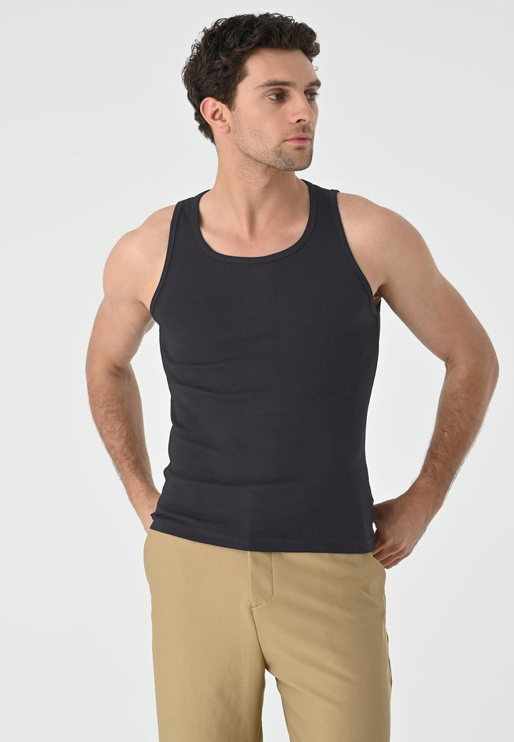 Camiseta de tirantes slim fit antracita para hombre - Wessi