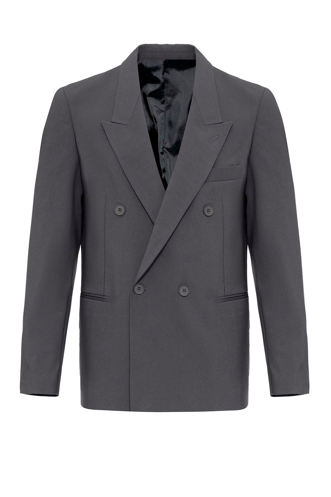 Anthracite Single Button Double-breasted Men's Blazer Jacket - Wessi