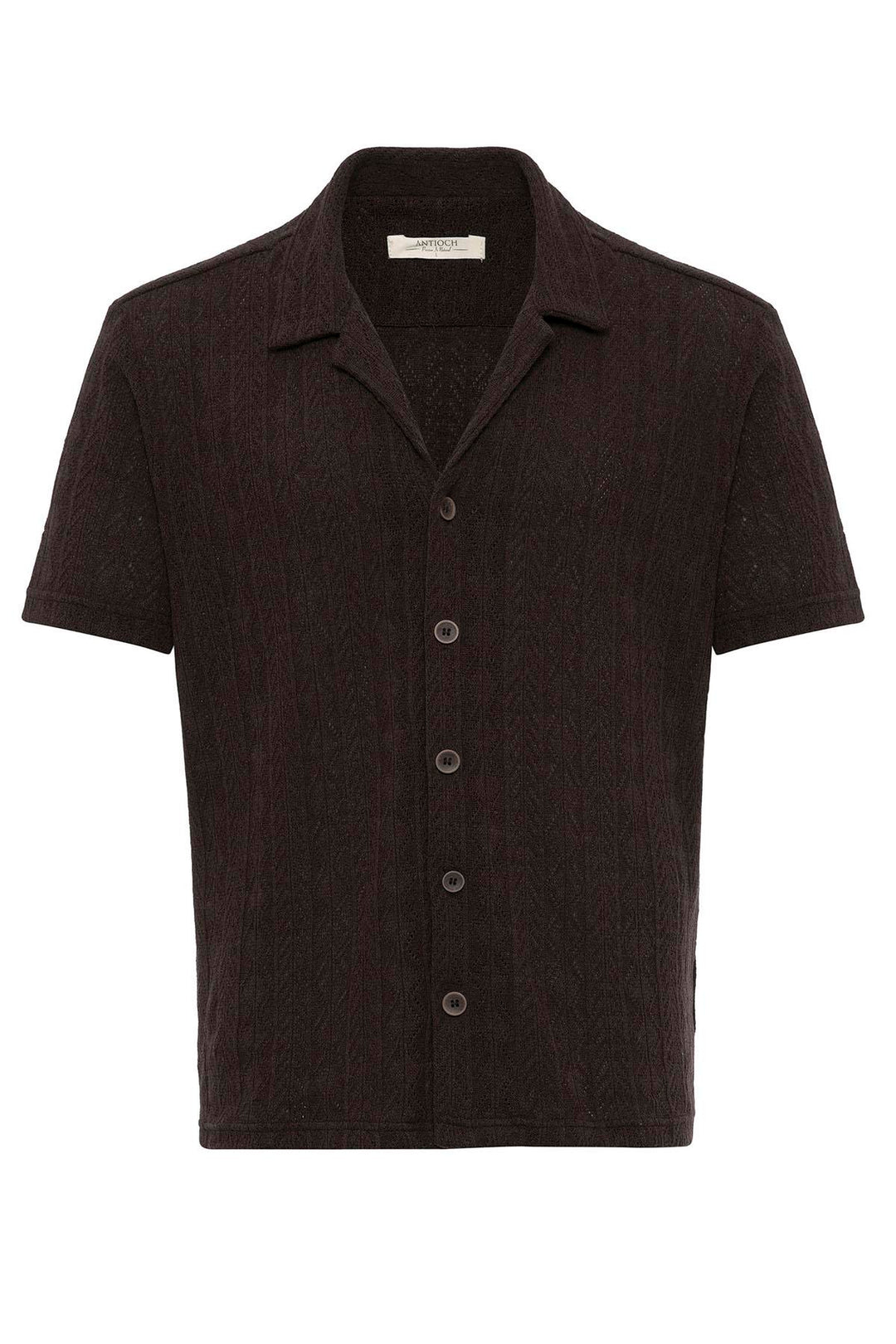 Chemise Homme Marron à Motif Tricoté Col Camp - Wessi