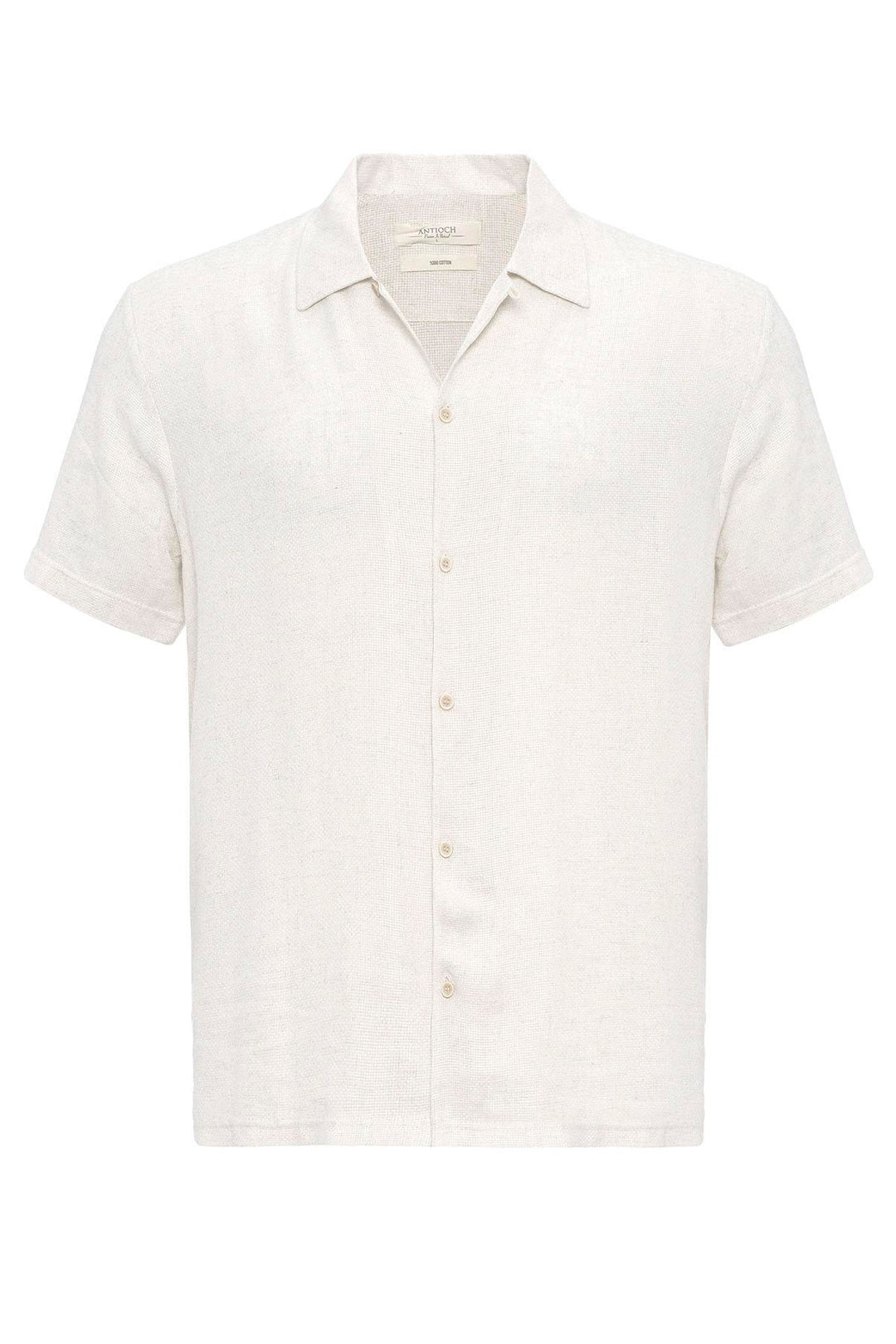 Camisa de hombre con cuello camp texturizado de punto crudo - Wessi