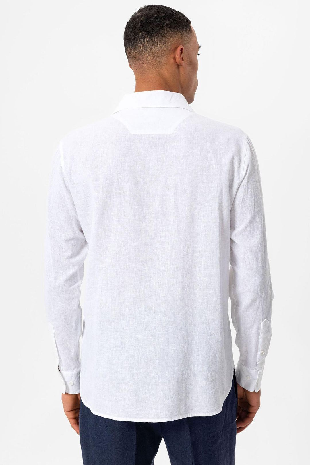 Camisa blanca con botones y cuello Camp para hombre - Wessi